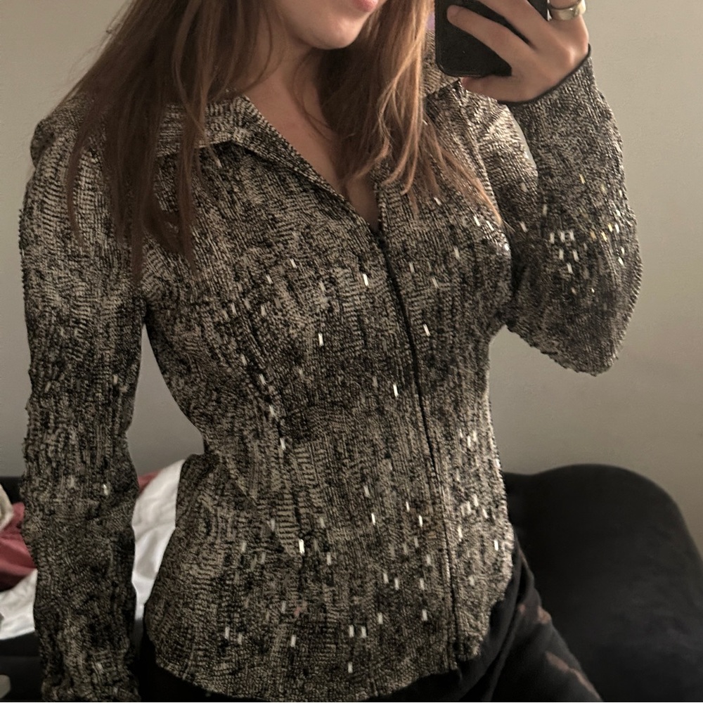Y2K Vintage Textured Zip-Up Top
